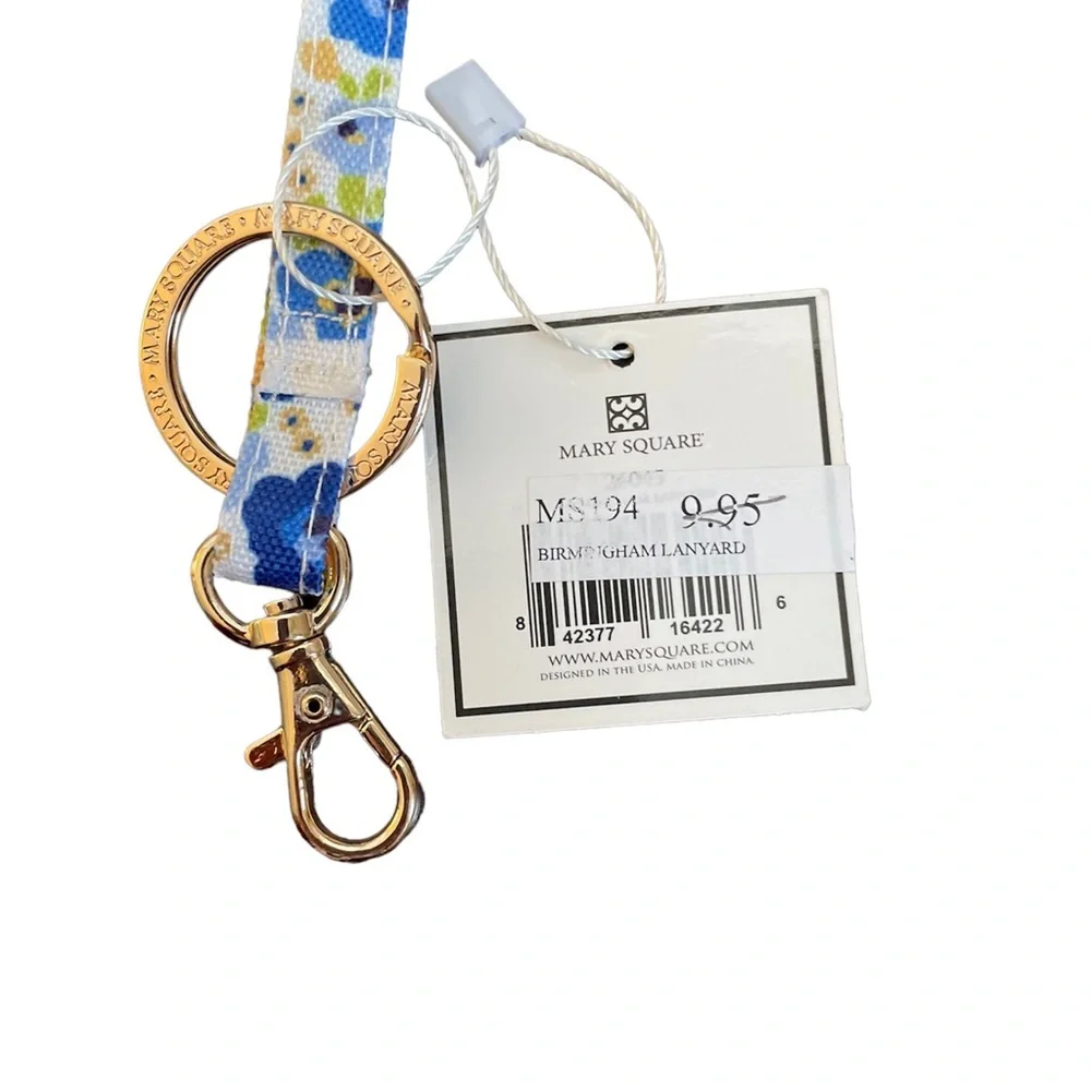Mary Square Lanyard Keychain Holder - Floral - NWT